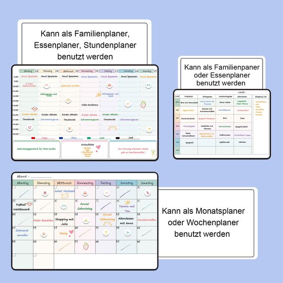 MCCORL Magnetisch Wochenplaner+Monatsplaner+Familienplaner/Essenplaner abwischbar, Magnettafeln für Kühlschrank, perfect als Stundenplan,Menüplaner,Haushaltsplan und To Do Liste (3 Stücke)