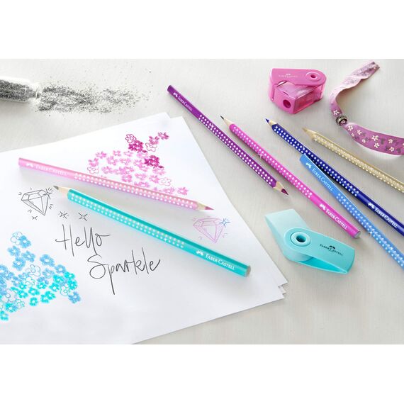 Faber-Castell 201737 - Buntstifte Set Sparkle 12-teilig, im Metalletui, dreikant, bruchsicher