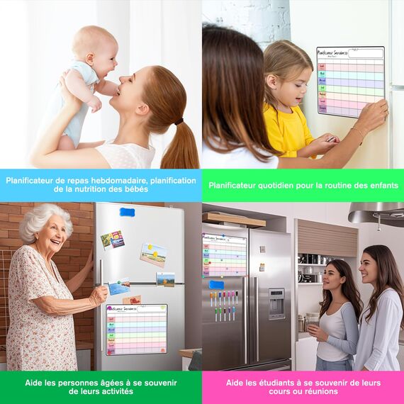 Prelisee Whiteboard Wochenplaner Magnetisch Abwischbar 42×30cm Kann Als Essensplaner Woche,To Do Liste,Haushaltsplaner,Einkaufsliste, Kinder Wochenplaner Abwischbar für Kühlschrank