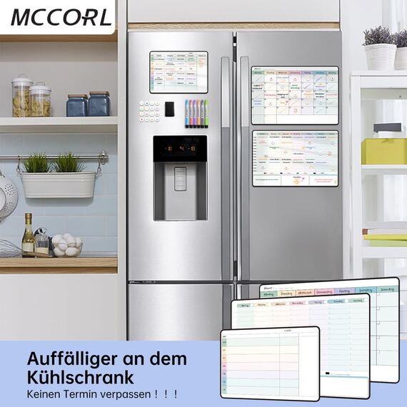 MCCORL Magnetisch Wochenplaner+Monatsplaner+Familienplaner/Essenplaner abwischbar, Magnettafeln für Kühlschrank, perfect als Stundenplan,Menüplaner,Haushaltsplan und To Do Liste (3 Stücke)