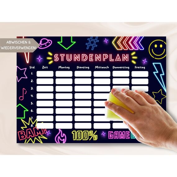 Neon Stundenplan magnetisch abwischbar (Neon, Magnetischer Stundenplan inkl. Stift)