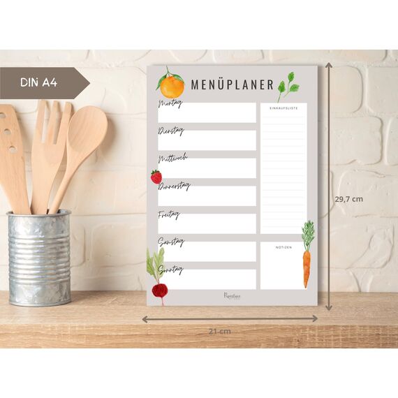 Magnetischer Menü Planer mit Einkaufsliste für Familien, DIN A4 abwischbarer wiederverwendbarer Wochenplaner für Meal Planning und Meal Prepping, Speiseplan für Kühlschrank (Magnetisch inkl. Stift)