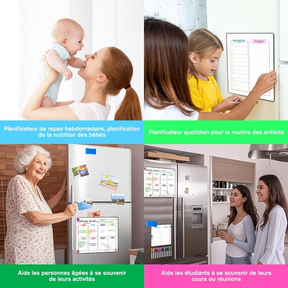 Prelisee Whiteboard Wochenplaner Magnetisch Abwischbar 42×30cm Kann Als Essensplaner Woche,To Do Liste,Haushaltsplaner,Einkaufsliste, Kinder Wochenplaner Abwischbar für Kühlschrank-2 Stk