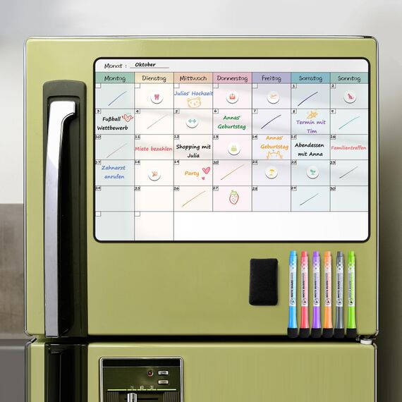 MCCORL Magnetisch Monatsplaner/Wochenplaner abwischbar, Magnettafel für Kühlschrank, Whiteboard Kalender, perfekt als TO DO Liste, Aufgabenplaner and Memoboard auf Deutsch-42×28cm