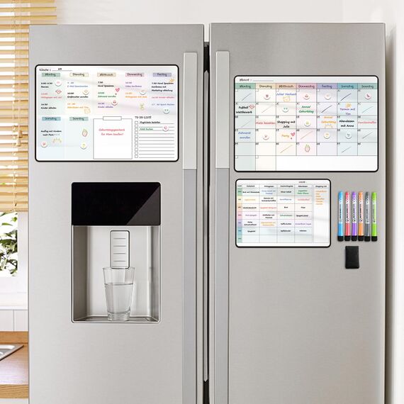 MCCORL Magnetisch Wochenplaner+Monatsplaner+Essenplaner/Familienplaner abwischbar, Magnettafeln für Kühlschrank,perfect als Haushaltsplaner und Aufgabenplaner (3 Stücke)
