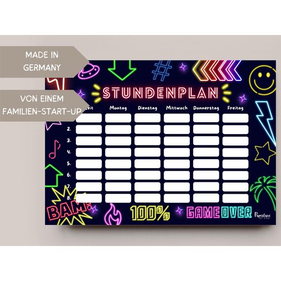 Neon Stundenplan magnetisch abwischbar (Neon, Magnetischer Stundenplan inkl. Stift)