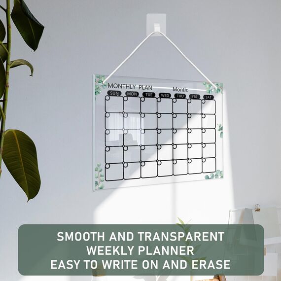 YSOOUA Wochenplaner Abwischbar Wochenplaner aus Acrylglas für Haushaltsplan 30 x 20CM Memoboard mit 6 Whiteboard-Stift Haushaltsplan zum Aufhängen To Do Liste für den Haushalt(B)