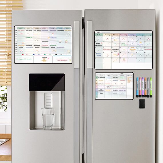 MCCORL Magnetisch Wochenplaner+Monatsplaner+Familienplaner/Essenplaner abwischbar, Magnettafeln für Kühlschrank, perfect als Stundenplan,Menüplaner,Haushaltsplan und To Do Liste (3 Stücke)
