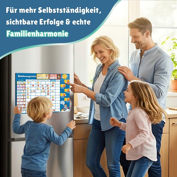 ????????????????????????® Belohnungstafel für Kinder [200 AUFGABEN] - XL Aufgabenplaner magnetisch - Montessori Belohnungssystem - Wochenplaner ab 3 4 5 6 7 8 Jahre - Sternchenplan ADHS Magnettafel (Astronaut)