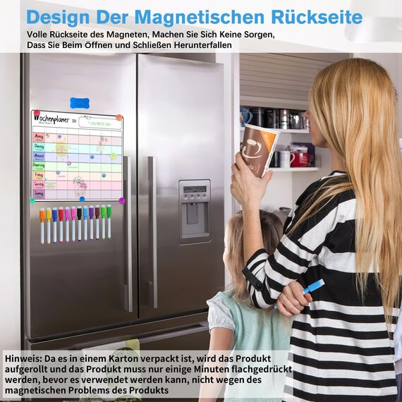 Prelisee Whiteboard Wochenplaner Magnetisch Abwischbar 42×30cm Kann Als Essensplaner Woche,To Do Liste,Haushaltsplaner,Einkaufsliste, Kinder Wochenplaner Abwischbar für Kühlschrank
