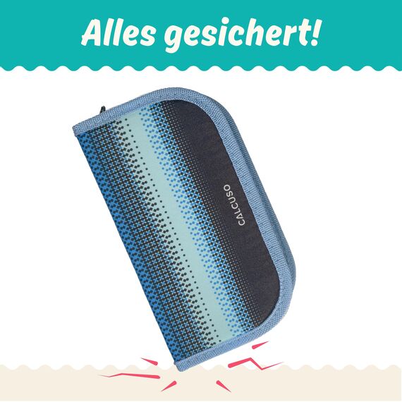 CALCUSO GEOMETRIE SET PRO in blauer Federmappe/Federmäppchen mit Zirkel und Geodreieck - Praktisches Mäppchen für Schule, Uni, Büro und Zeichnungen - Ideal als Geometrie-Set für die Schule