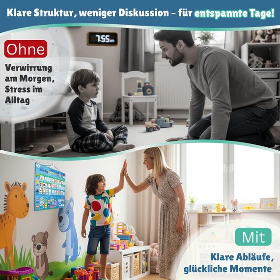 ????????????????????????® Tagesplaner mit Kalender [241 MAGNETE] - Montessori Routine Planer Kinder - Kinderkalender & Tagesplan magnetisch - Aufgabentafel Aufgabenplaner Routineplaner - Tagesablauf Routinen Plan