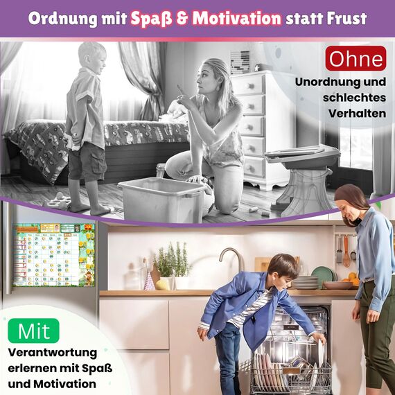 ????????????????????????® Belohnungstafel für Kinder [200 AUFGABEN] - XL Aufgabenplaner magnetisch - Montessori Belohnungssystem - Wochenplaner ab 3 4 5 6 7 8 Jahre - Sternchenplan ADHS Magnettafel (Prinzessin)