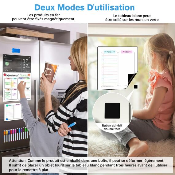 Prelisee Whiteboard Wochenplaner Magnetisch Abwischbar 42×30cm Kann Als Essensplaner Woche,To Do Liste,Haushaltsplaner,Einkaufsliste, Kinder Wochenplaner Abwischbar für Kühlschrank-2 Stk
