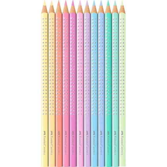 Faber-Castell 201910 - Buntstifte Set Sparkle Pastell 12-teilig, im Metalletui, dreikant, bruchsicher