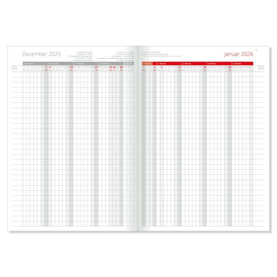 Zimmerbelegungskalender 2026 Zimmerbelegungsplan Belegungskalender 2026 Ferienwohnung Belegungsplan für Vermieter Hotels und Pensionen mit Ferienterminen Deutschland und Österreich in Rot
