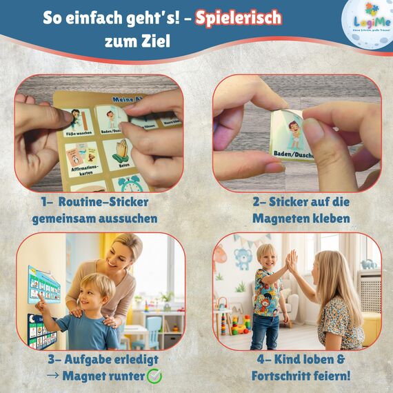 ????????????????????????® Morgenroutine und Abendroutine [inkl. 108 Routinen] Kinder Plan Magnetisch – Montessori Tagesplaner - Routine Planer für Morgen & Abend – Routineplaner – Routinchen Tagesplan zum Klappen