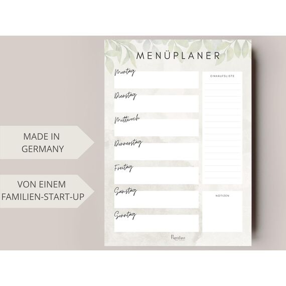 Magnetischer Menü Planer mit Einkaufsliste für Familien DIN A4 abwischbarer wiederverwendbarer Wochenplaner Meal Planning und Meal Prepping Speiseplan Kühlschrank (Eukalyptus (magnetisch inkl. Stift))