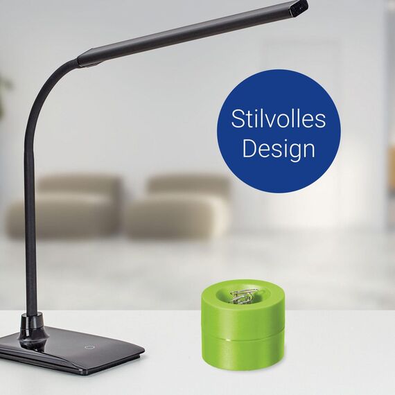 MAUL Klammernspender MAULpro | Schreibtisch Organizer zur Aufbewahrung von Büroklammern | magnetischer Ordnungshelfer für Büro, zu Hause und Arbeitszimmer | inklusive 15 Klammern | Grün