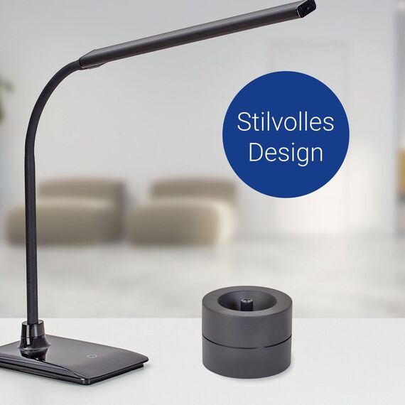 MAUL Klammernspender MAULpro | Ø7,3x6cm | Schreibtisch Organizer für Büroklammern | Schreibtisch Zubehör mit Magnet für Büro | Inklusive 15 Klammern | Stilvoller Büroklammernspender | Schwarz