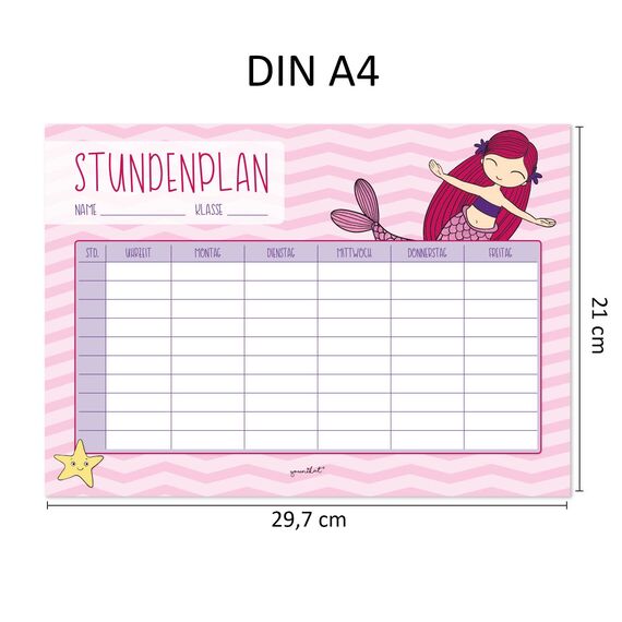 Meerjungfrau Stundenplan I DIN A4 magnetisch I dv613