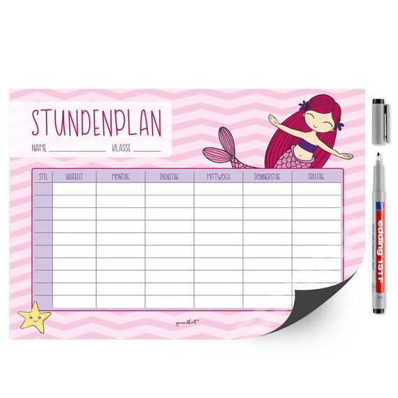 Meerjungfrau Stundenplan I DIN A4 magnetisch I dv613
