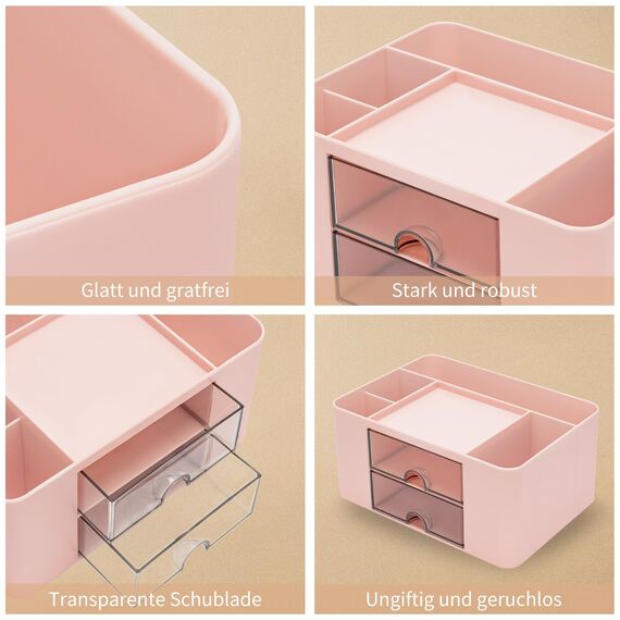 RISEMART Schreibtischorganisator mit 2 Schubladen, multifunktionaler Stifthalter für den Schreibtisch, Schreibtischorganisatoren und Aufbewahrung mit 5 Fächern, Desktop-Organizer für Büro