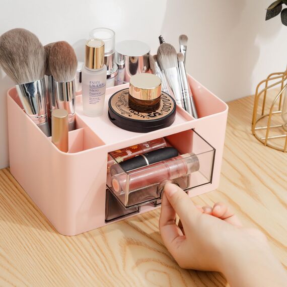 RISEMART Schreibtischorganisator mit 2 Schubladen, multifunktionaler Stifthalter für den Schreibtisch, Schreibtischorganisatoren und Aufbewahrung mit 5 Fächern, Desktop-Organizer für Büro