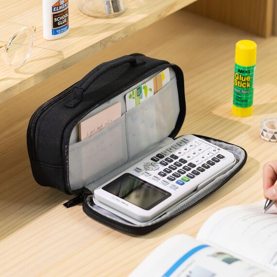 EASTHILL große Kapazität Federmäppchen Pen Pouch Organizer Canvas Bleistift Tasche mit Griff Schulbedarf für Mädchen-Schwarz
