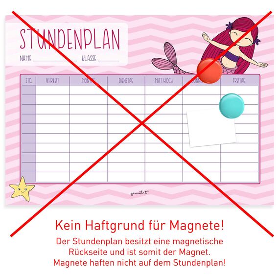 Meerjungfrau Stundenplan I DIN A4 magnetisch I dv613