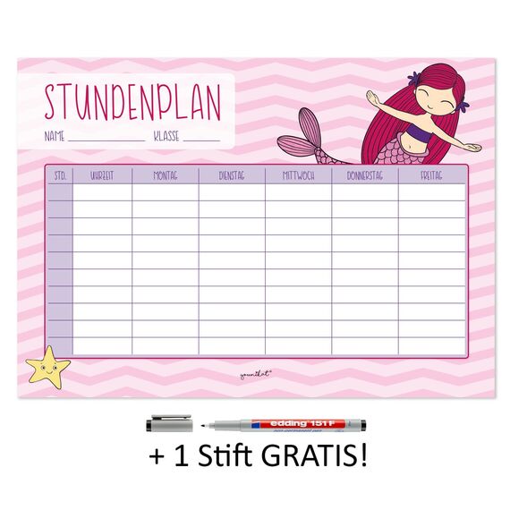 Meerjungfrau Stundenplan I DIN A4 magnetisch I dv613