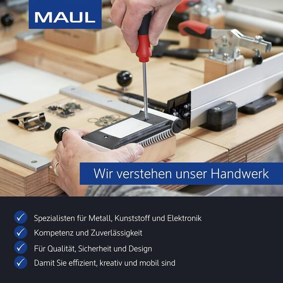 MAUL Klammernspender MAULpro Eco Ø 7,3 x 6 cm | Schreibtisch Organizer aus über 85% recyceltem Kunststoff | Schreibtisch Zubehör mit Magnet für Büroklammern | Inklusive 15 Klammern | Blau