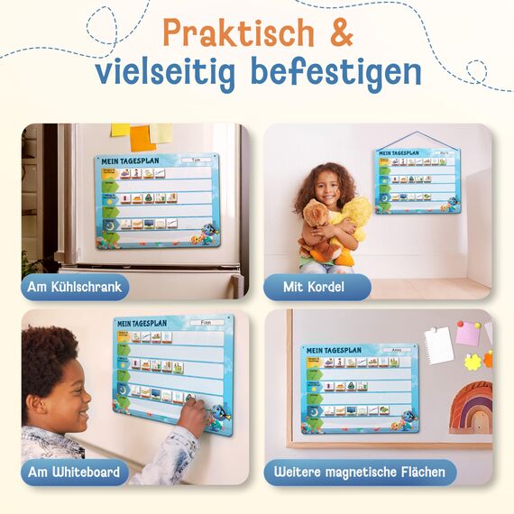 LIKARTO Routine Planer Kinder - Montessori Aufgabenplaner & Magnettafel - Für mehr Struktur im Alltag - individuell anpassbar - Blau