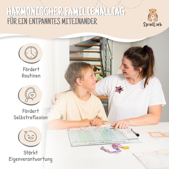 SpielLieb® Montessori Belohnungstafel Kinder magnetisch – Ideales Belohnungssystem Kinder [200 Aufgaben + Stern- & Spezialmagnete für 1-3 Spieler] - für mehr Selbstständigkeit (Ozean)