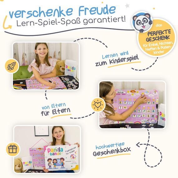 PANDABANDE® Montessori Tagesplaner Kinder Routine [Belohnung, Wetter, 208 Magnete] - Tagesablauf Plan für Morgenroutine & Abendroutine - Idealer Tagesplan Magnetisch, Routineplaner Kind (Piraten)
