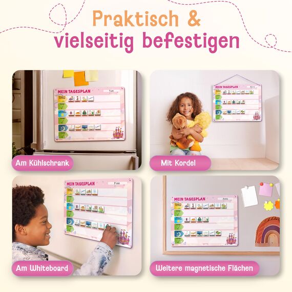 LIKARTO Routine Planer Kinder - Montessori Aufgabenplaner & Magnettafel - Für mehr Struktur im Alltag - individuell anpassbar - Pink