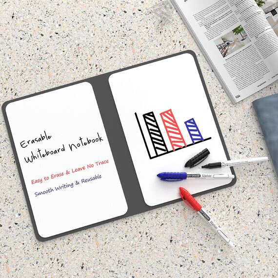 NEWYES Mini Whiteboard A5, Abwischbares Memoboard, Tragbares Whiteboards mit 3 Farbstiften, Geeignet für das Festhalten von Besprechungsnotizen, Einkaufslisten, Haushaltsplan und To-Do-Listen, Orange