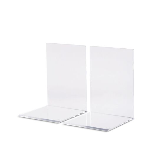 MAUL Buchstütze aus Acryl (2er Pack) 10x10x13cm | Bücherhalter, Organzier für Kinder, Bücher, Büro, Regal | Bücherstütze im stilvollen Acryl Design | möbelschonender Buchhalter | Glasklar