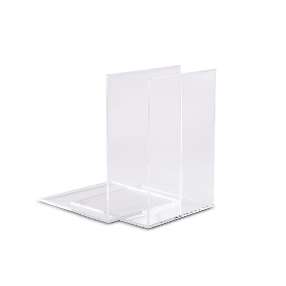 MAUL Buchstütze aus Acryl (2er Pack) 16x15x21cm | Bücherhalter, Organzier für Kinder, Bücher, Büro, Regal | Bücherstütze im stilvollen Acryl Design | möbelschonender Buchhalter | Glasklar