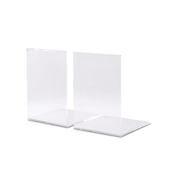 MAUL Buchstütze aus Acryl (2er Pack) 16x15x21cm | Bücherhalter, Organzier für Kinder, Bücher, Büro, Regal | Bücherstütze im stilvollen Acryl Design | möbelschonender Buchhalter | Glasklar
