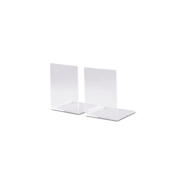 MAUL Buchstütze aus Acryl (2er Pack) 10x8x10cm | Bücherhalter, Organizer für Kinder, Bücher, Büro, Regal | Bücherstütze im stilvollen Acryl Design | Möbelschonender Buchhalter | Glasklar
