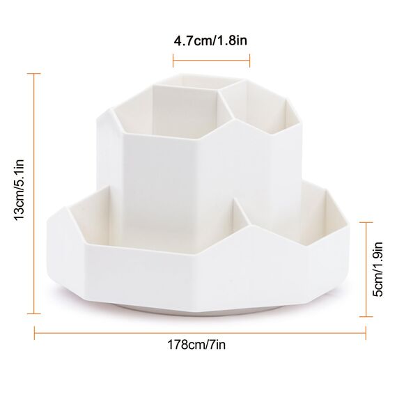 FRETONBA Drehbarer Stiftehalter - 360 Rotierende Große Kapazitätstifte Organizer,Stiftehalter Kinder mit 9 Fächer für Schreibtisch,Büro,Schule,Familie（Weiß