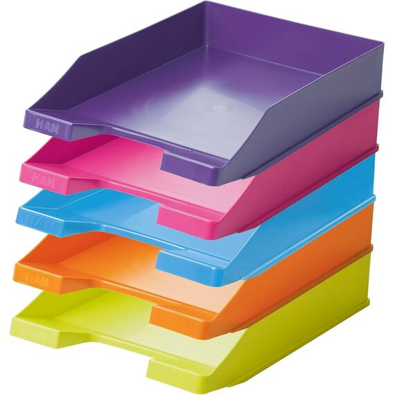 HAN 1027 Briefablage Klassik, Schreibtisch Organizer, Bürobedarf, Ablagefächer, Büromaterial, Briefkorb, Dokumentenablage, bis Format A4/C4 (Trend Colours, Modern Sortiert, 30 Briefablagen)
