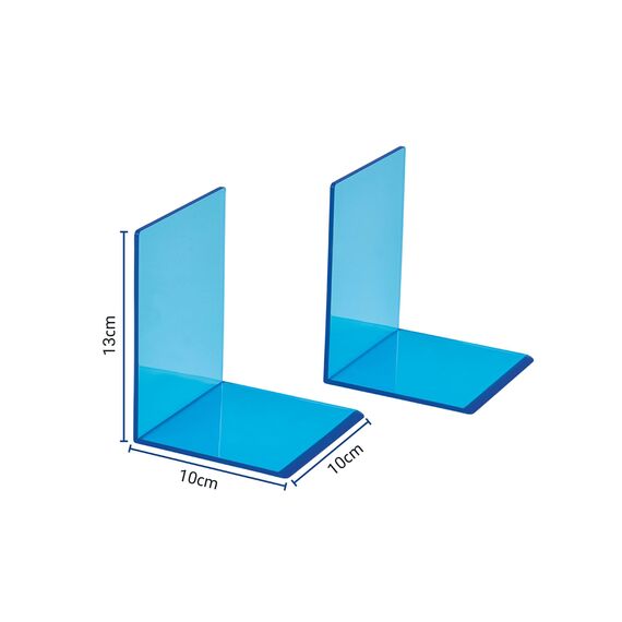 MAUL Buchstütze aus Acryl (2er Pack) 10x10x13cm | Bücherhalter, Organzier für Kinder, Bücher, Büro, Regal | Bücherstütze im stilvollen Acryl Design | möbelschonender Buchhalter | Blau
