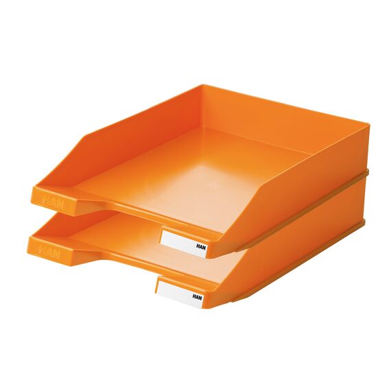 HAN Briefablage KLASSIK, 10 STÜCK Schreibtisch Organizer, Bürobedarf, Ablagefächer, Büromaterial, Briefkorb, Dokumentenablage, bis Format A4/C4, 1027-X-51, orange