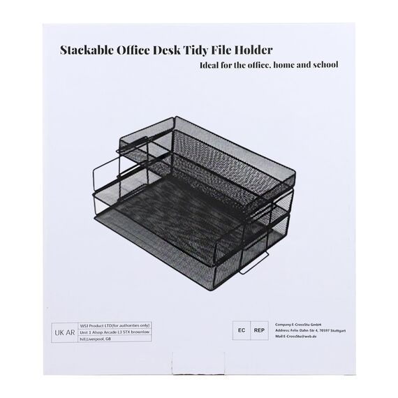 ideallife Schreibtisch Organizer mit Dokumentenablage, 2 Stück Briefablage Metall Stapelbar mit Oberes Tablett, Schreibtischablage für A4 Papier, Bürobedarf