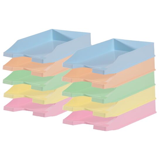 HAN 1027 Briefablage Klassik, Schreibtisch Organizer, Bürobedarf, Ablagefächer, Büromaterial, Briefkorb, Dokumentenablage, bis Format A4/C4 (Klassisch, Modern, Pastell Sortiert, 10 Briefablagen)