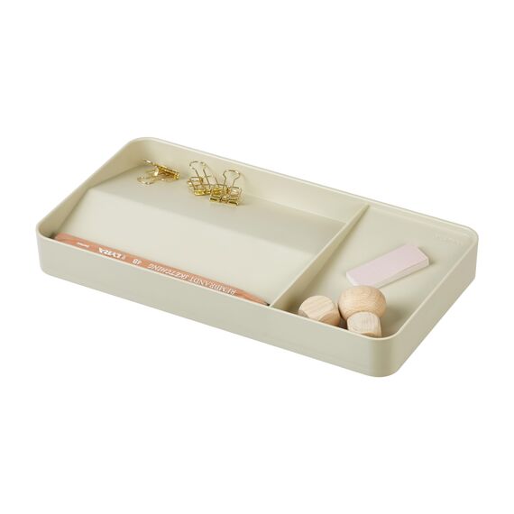 BLUE GINKGO Schreibtischablage – Organizer aus Korea für Notizen, Stifte, Bleistifte und Accessoires (Beidseitig, Beige)