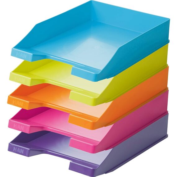 HAN 1027 Briefablage Klassik, Schreibtisch Organizer, Bürobedarf, Ablagefächer, Büromaterial, Briefkorb, Dokumentenablage, bis Format A4/C4 (Trend Colours, Modern Sortiert, 30 Briefablagen)