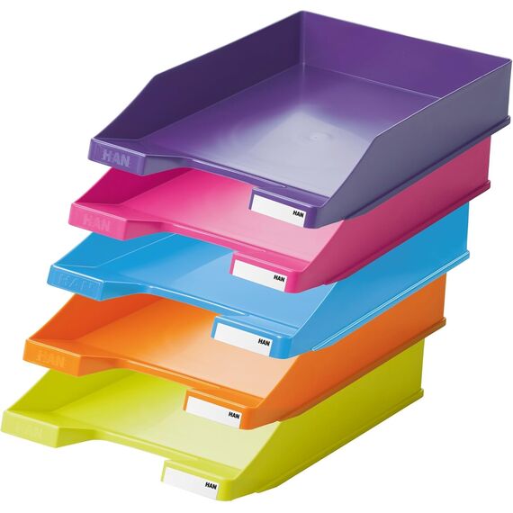 HAN 1027 Briefablage Klassik, Schreibtisch Organizer, Bürobedarf, Ablagefächer, Büromaterial, Briefkorb, Dokumentenablage, bis Format A4/C4 (Trend Colours, Modern Sortiert, 10 Briefablagen)